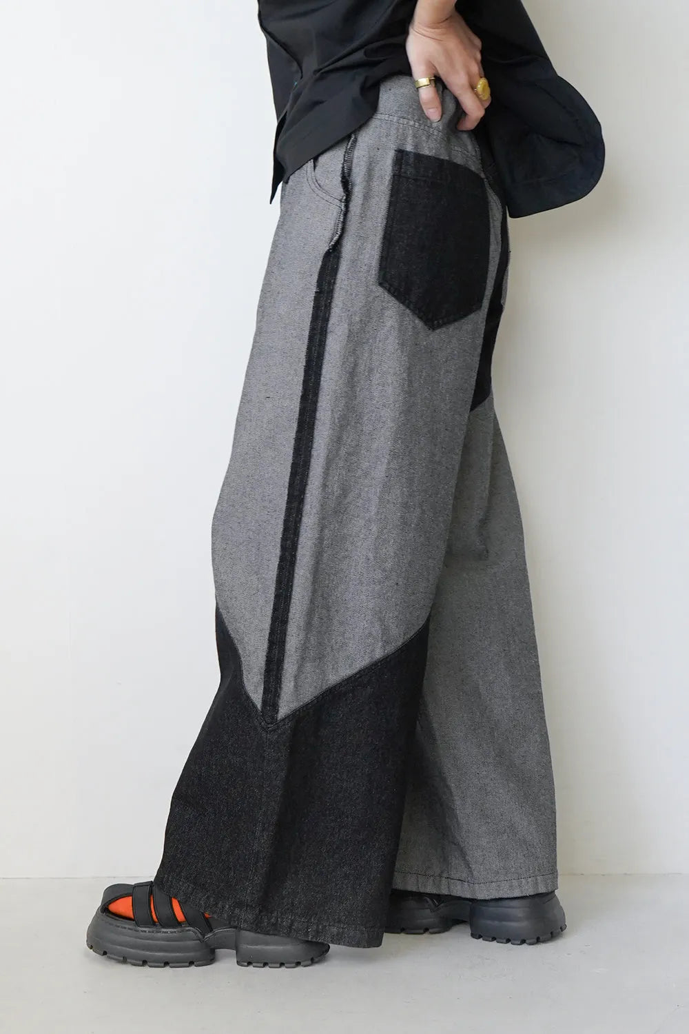 【LILA n’citta】デニムバイカラーワイドパンツ