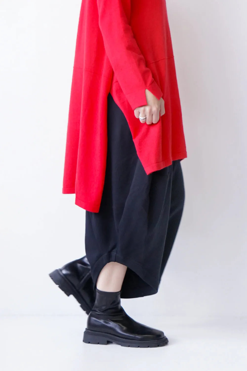 ラウンド切替裏毛サルエルパンツ