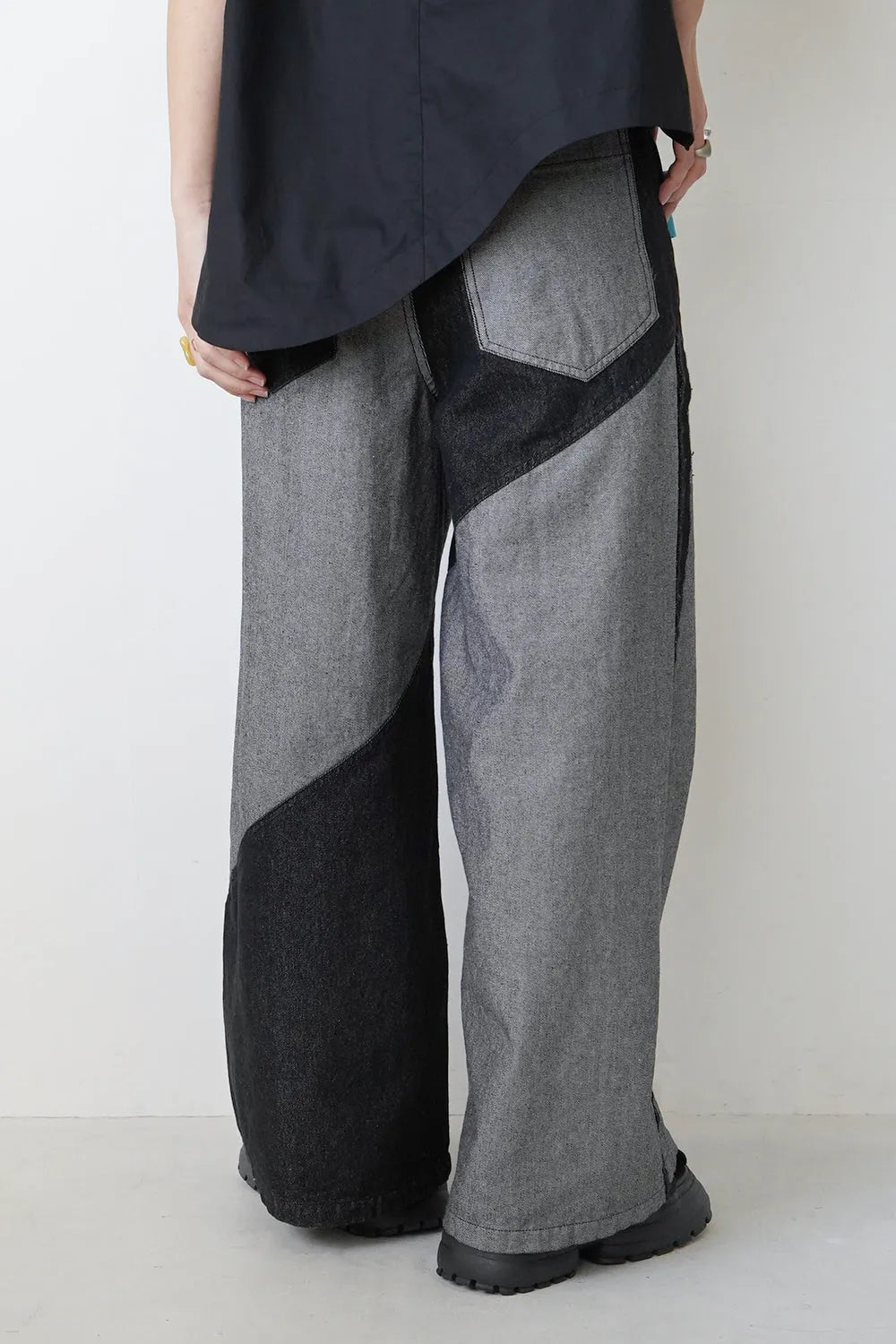 【LILA n’citta】デニムバイカラーワイドパンツ