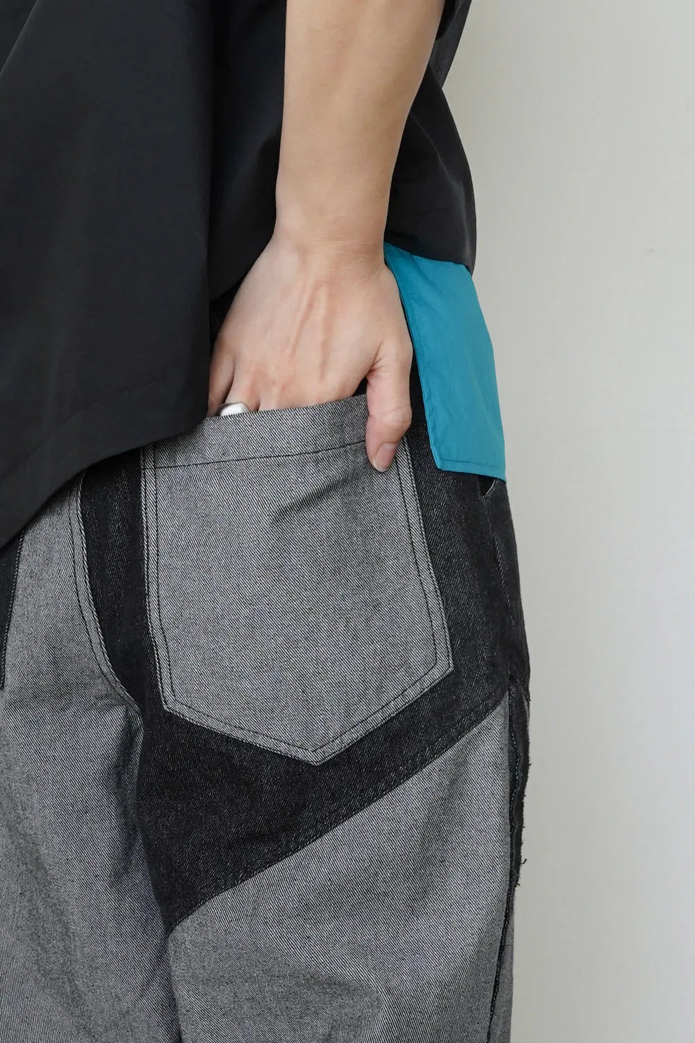 【LILA n’citta】デニムバイカラーワイドパンツ