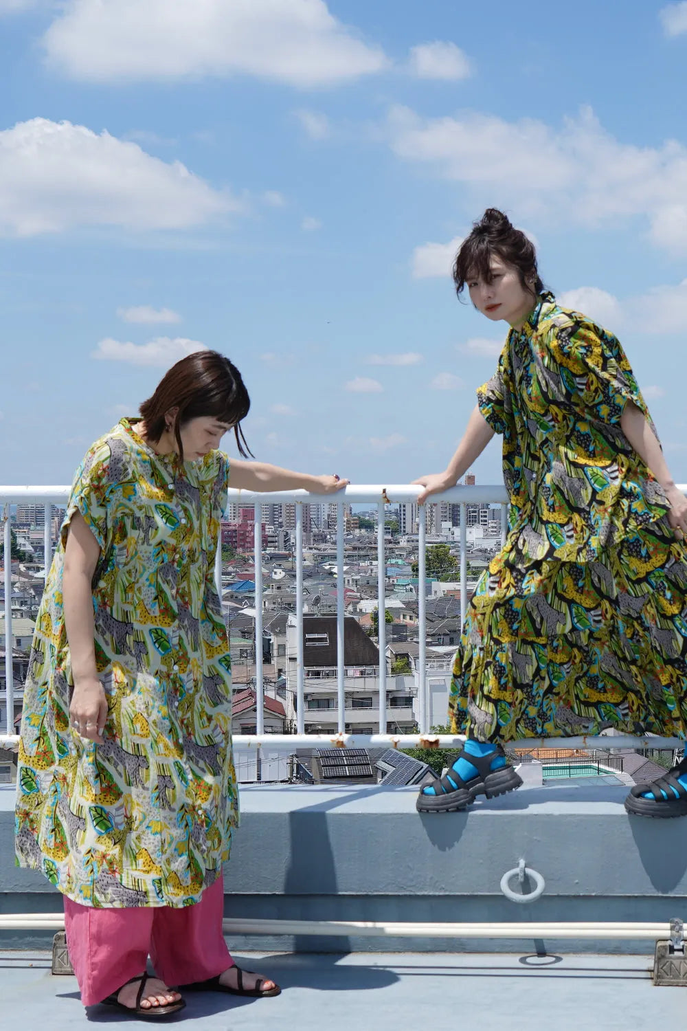 【fu-dueka::】サファリプリントギャザーワンピース