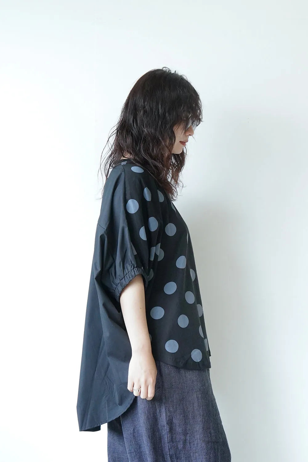 ドットプリントドルマン丸型カットソー