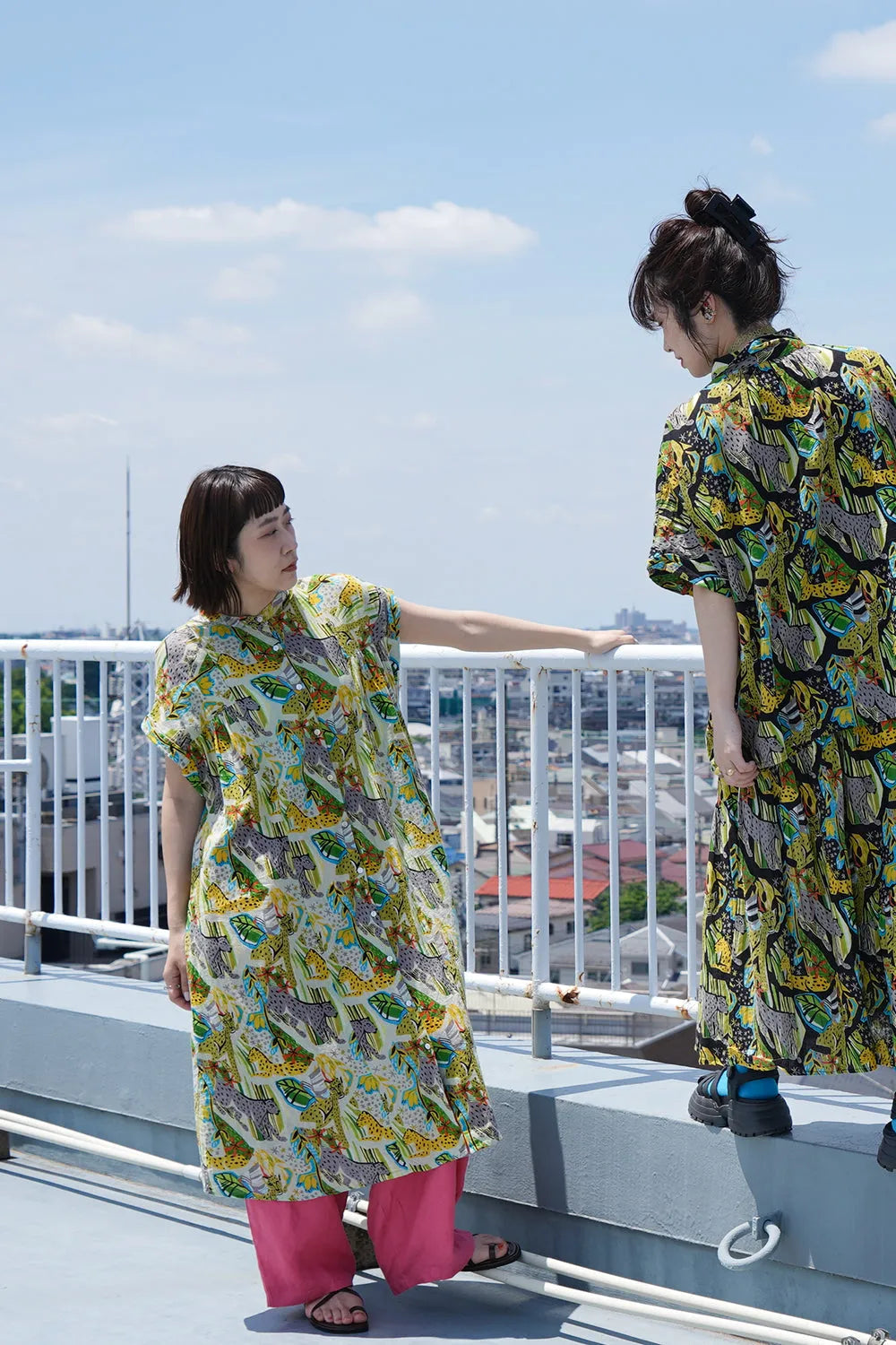 【fu-dueka::】サファリプリントギャザーワンピース