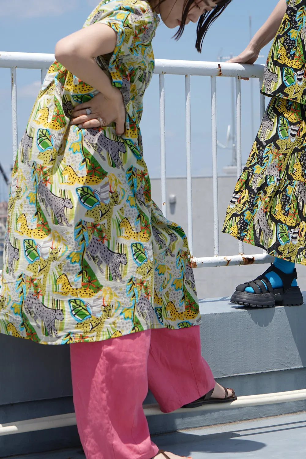 【fu-dueka::】サファリプリントギャザーワンピース