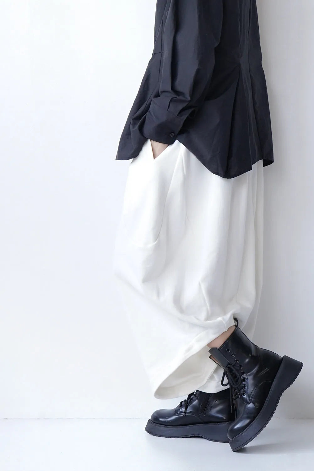 ラウンド切替裏毛サルエルパンツ