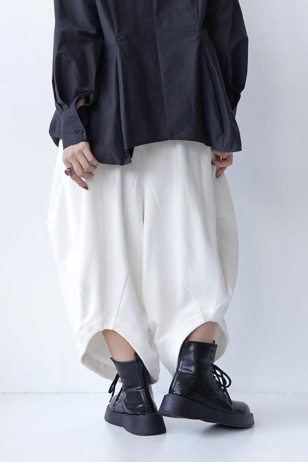 ラウンド切替裏毛サルエルパンツ