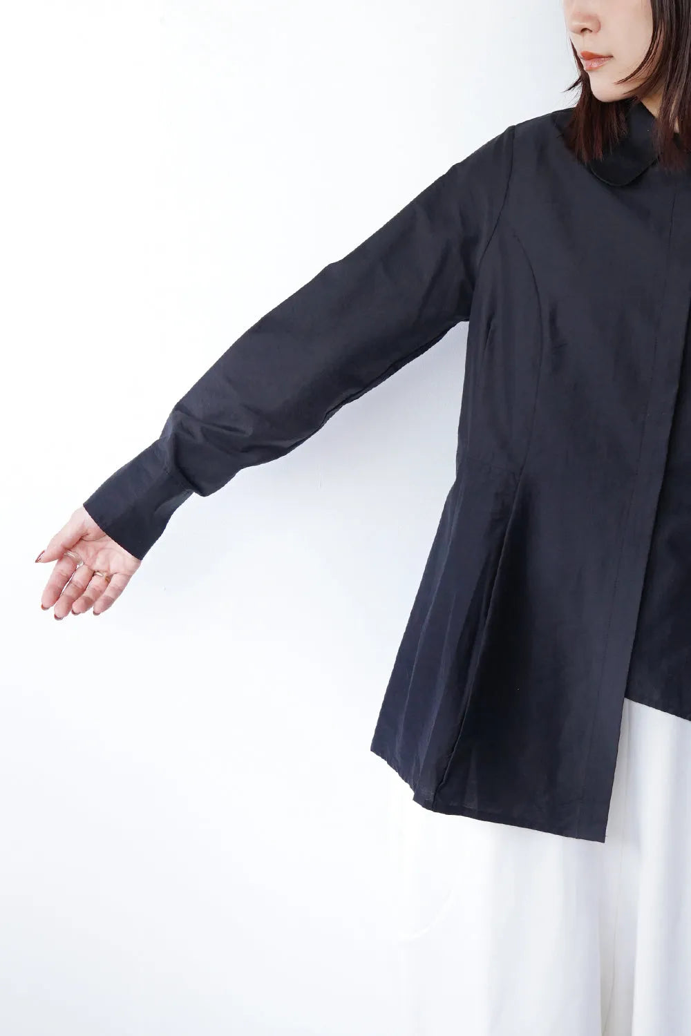 アシメカラーアシメヘムパネルラインシャツ