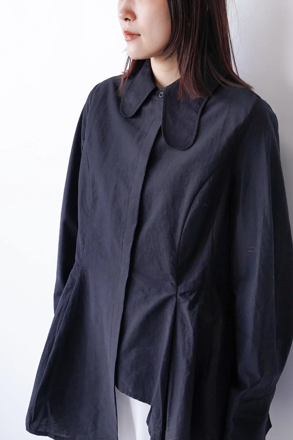 アシメカラーアシメヘムパネルラインシャツ