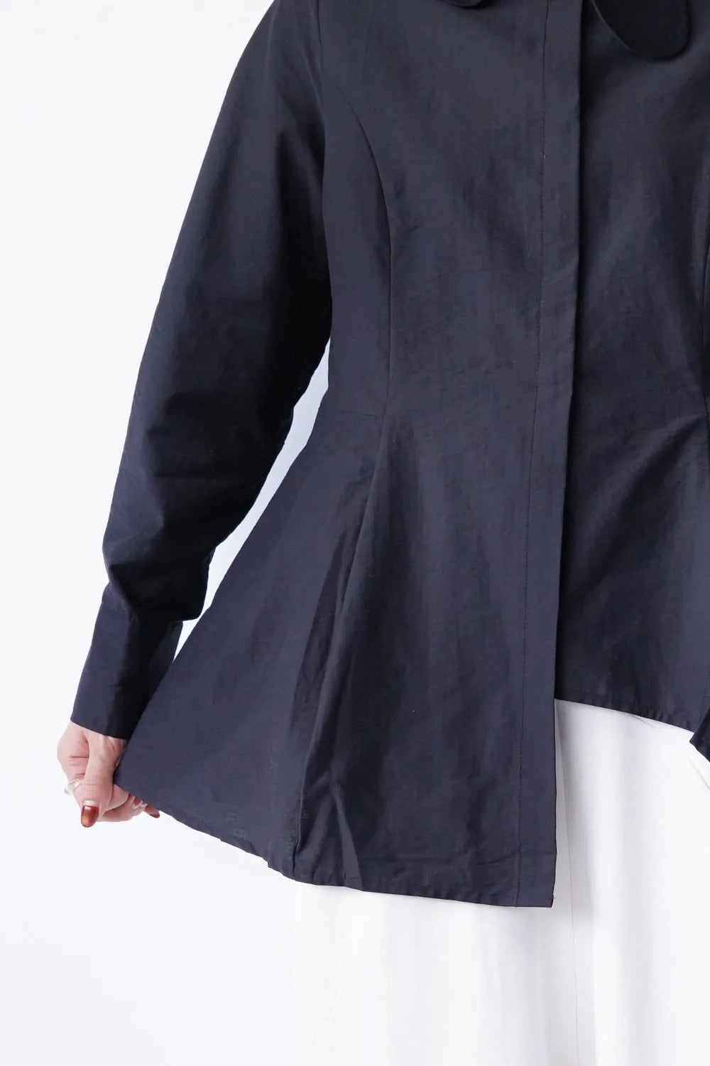 アシメカラーアシメヘムパネルラインシャツ