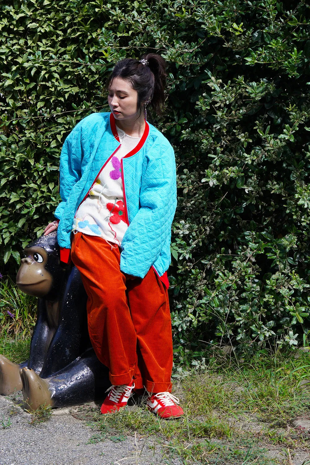 【LILA n’ citta】格子柄キルティングブルゾン