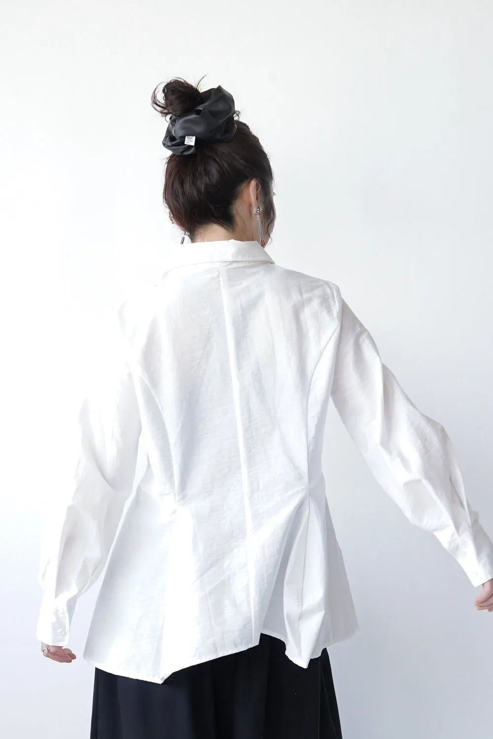 アシメカラーアシメヘムパネルラインシャツ