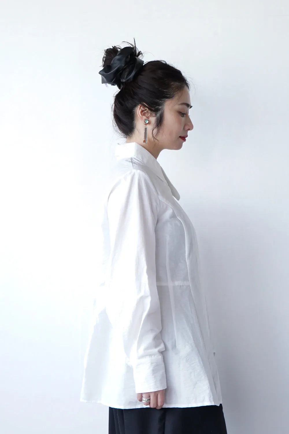 アシメカラーアシメヘムパネルラインシャツ