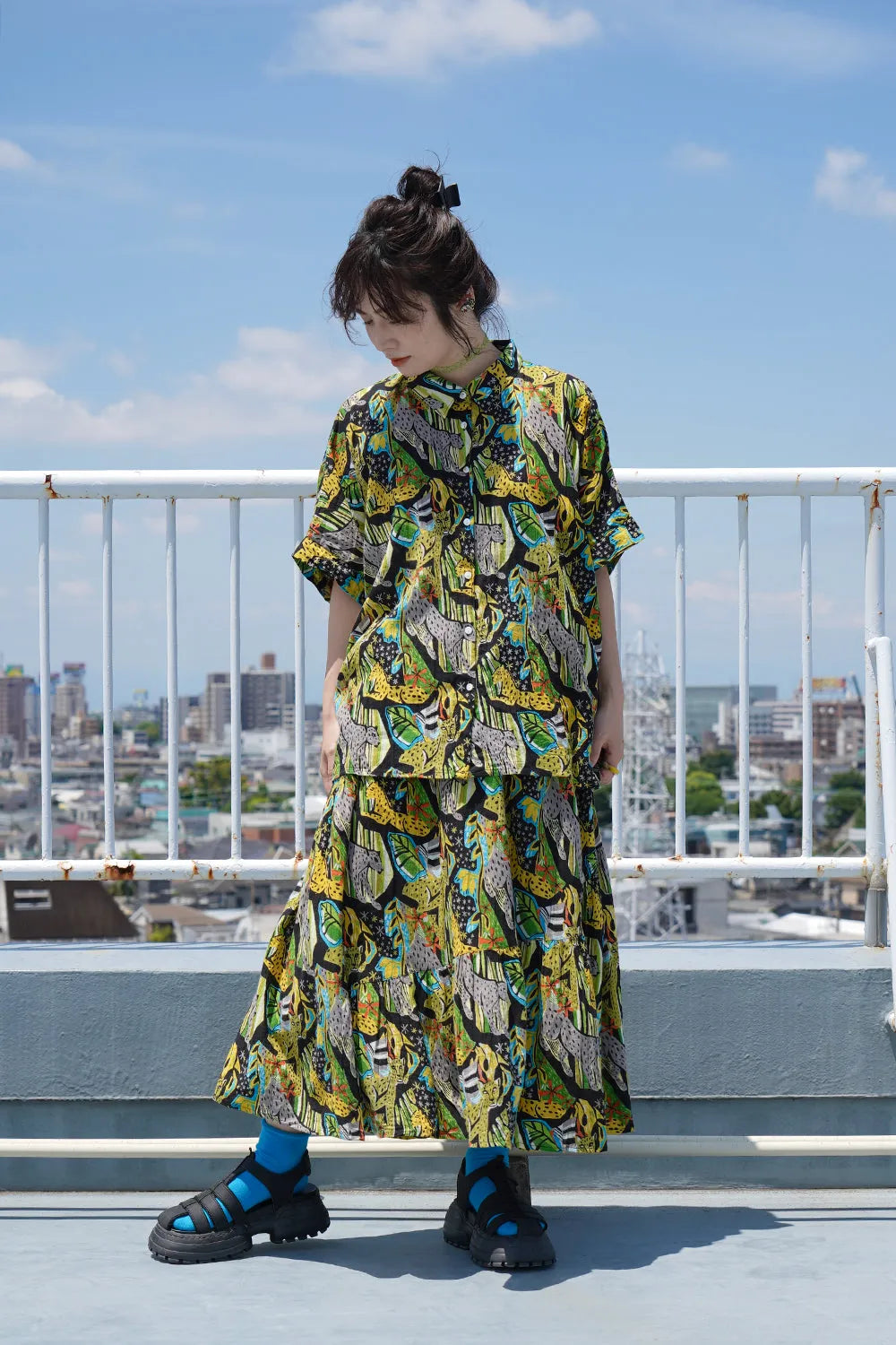 【fu-dueka::】サファリプリントランダムティアードスカート