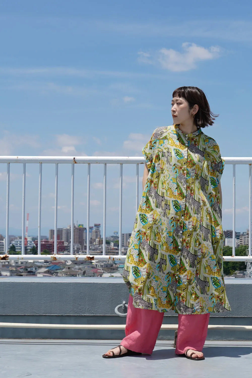 【fu-dueka::】サファリプリントギャザーワンピース