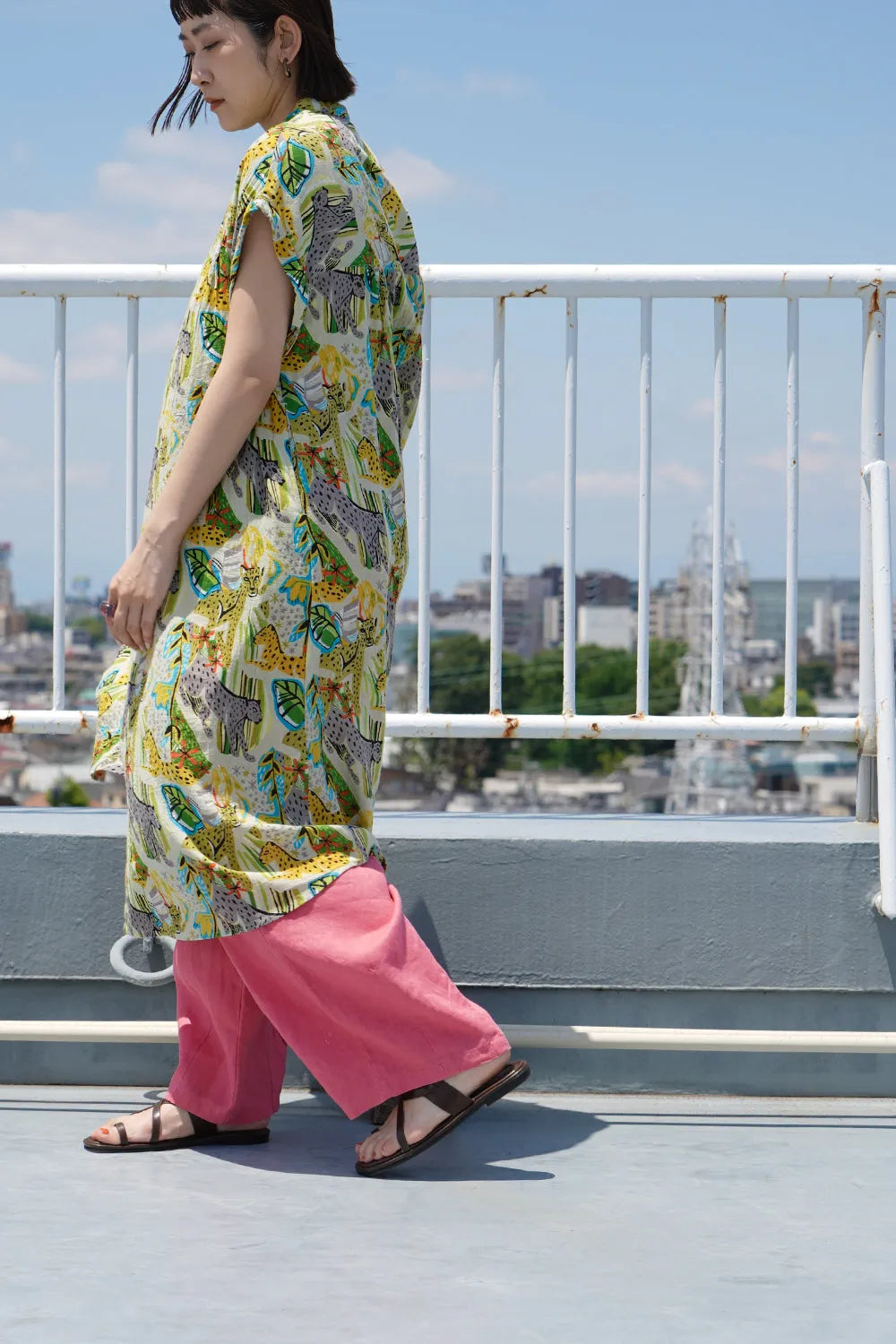 【fu-dueka::】サファリプリントギャザーワンピース