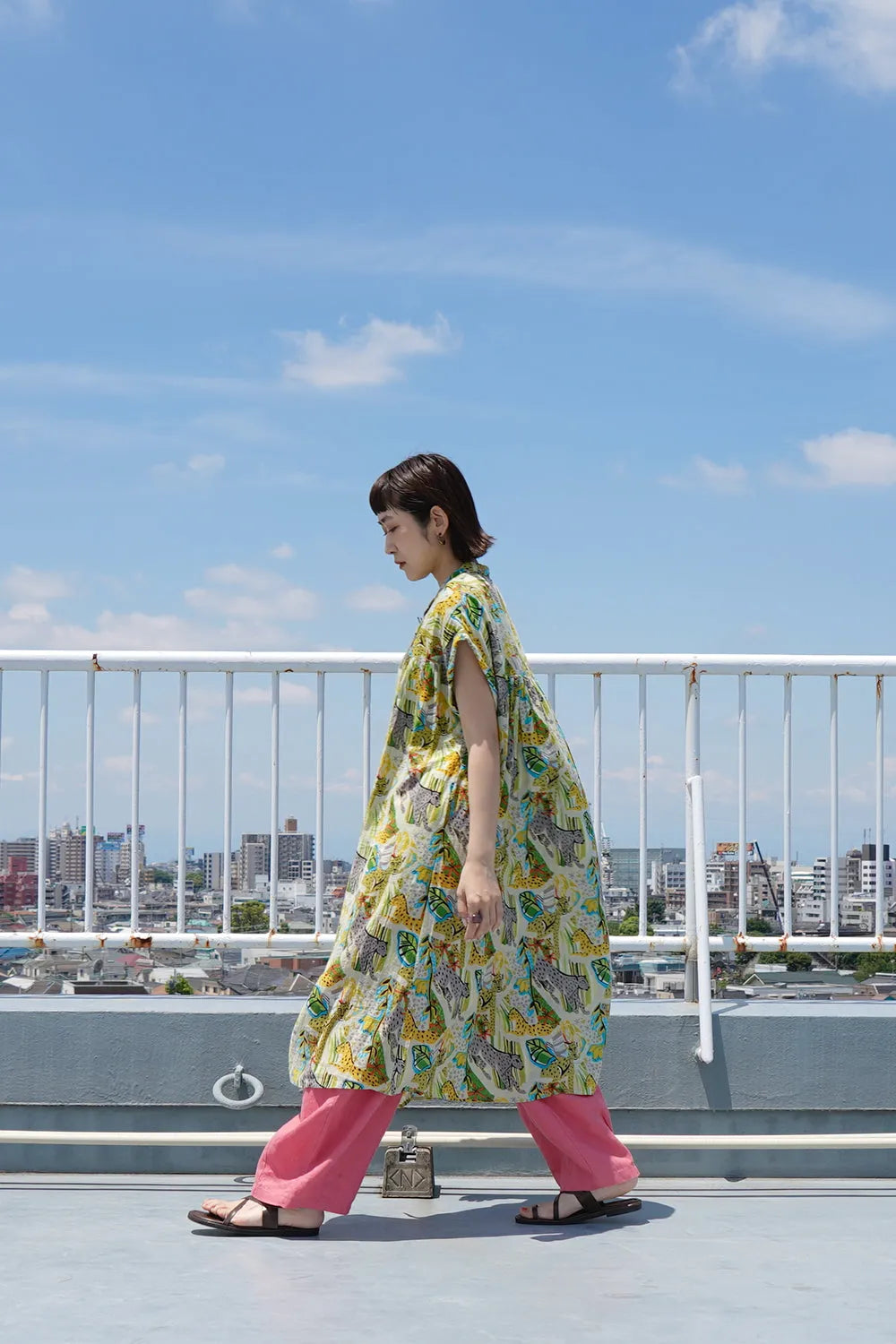 【fu-dueka::】サファリプリントギャザーワンピース