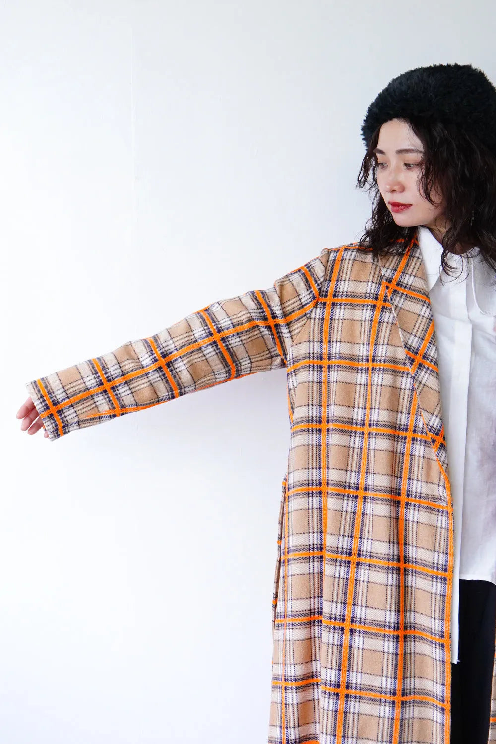 【LILA n’ citta】チェック柄ガウンコート