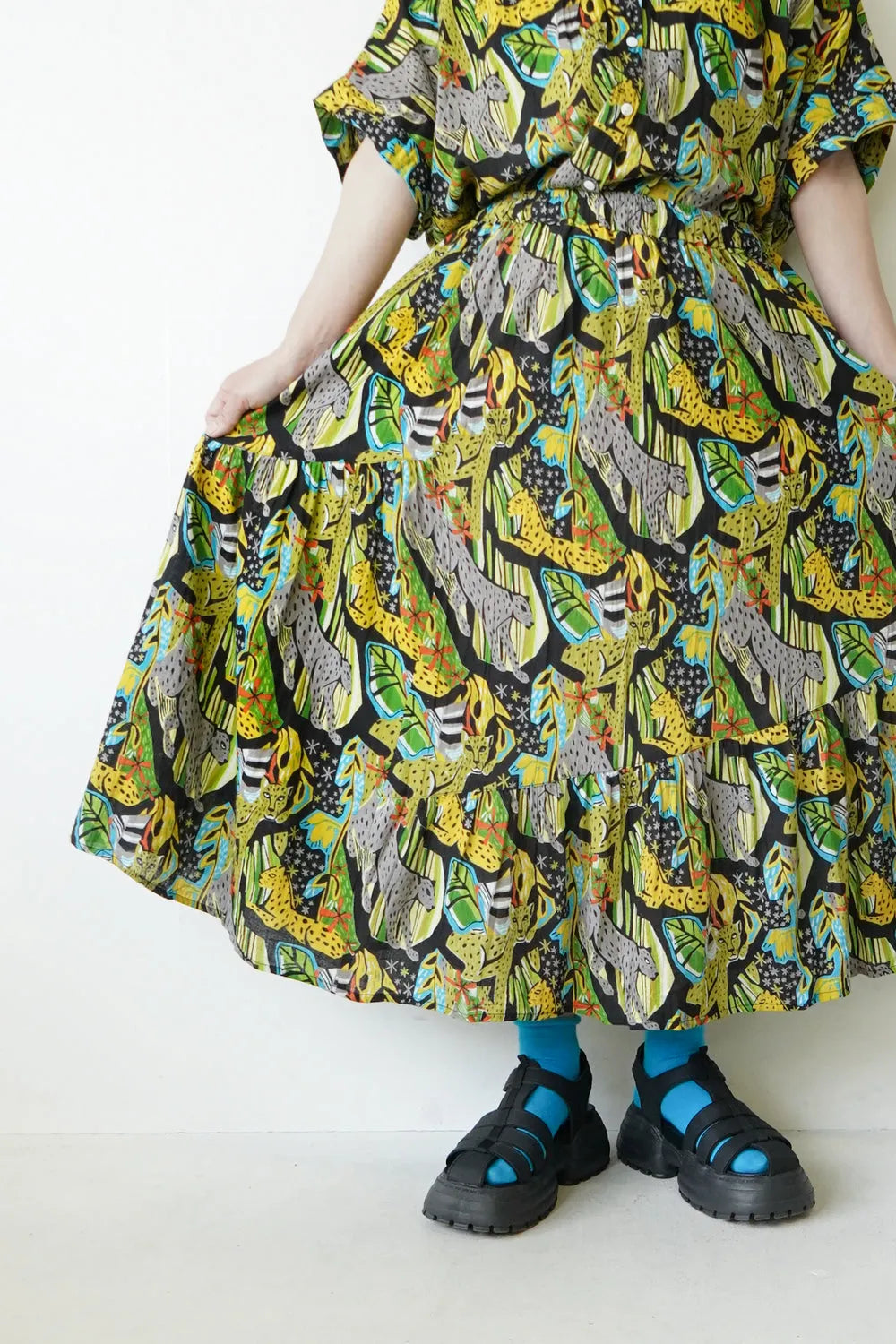 【fu-dueka::】サファリプリントランダムティアードスカート