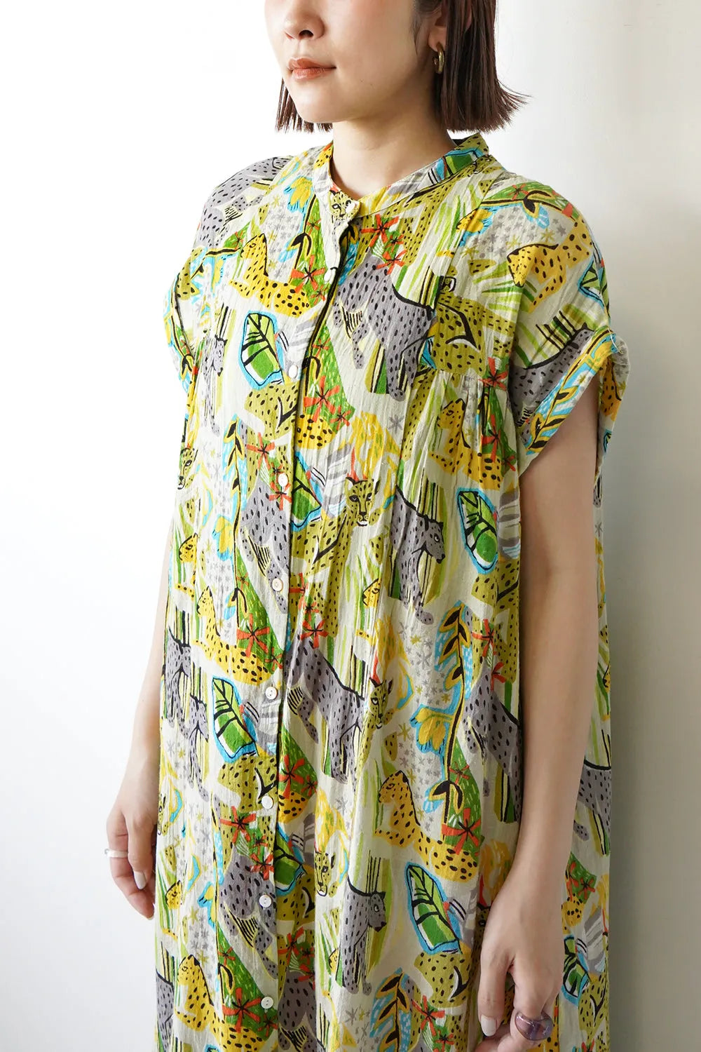 【fu-dueka::】サファリプリントギャザーワンピース