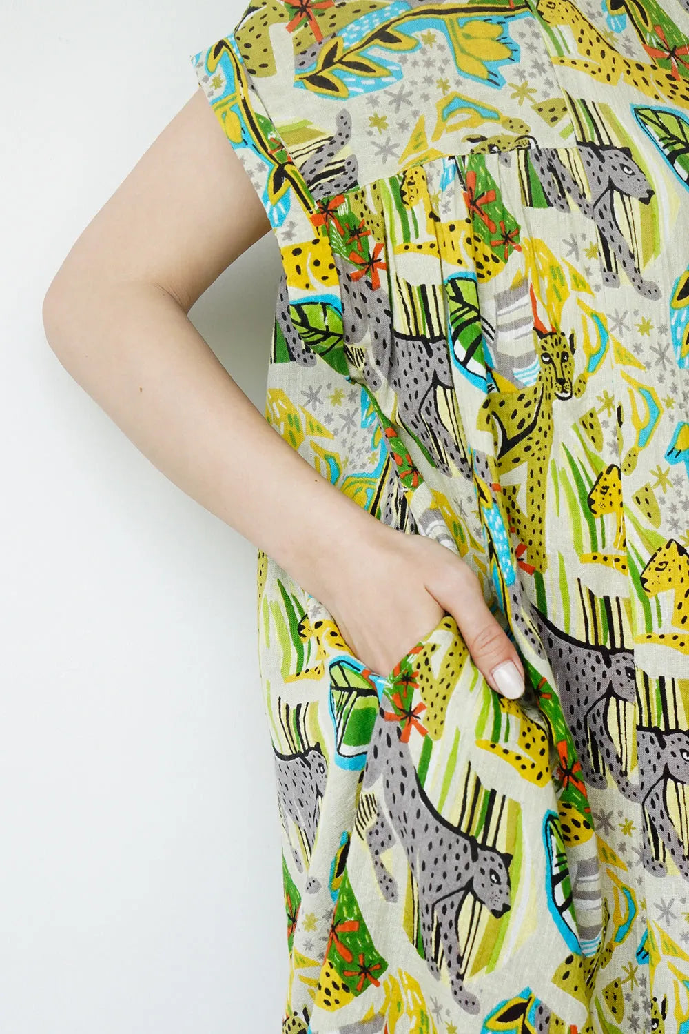 【fu-dueka::】サファリプリントギャザーワンピース