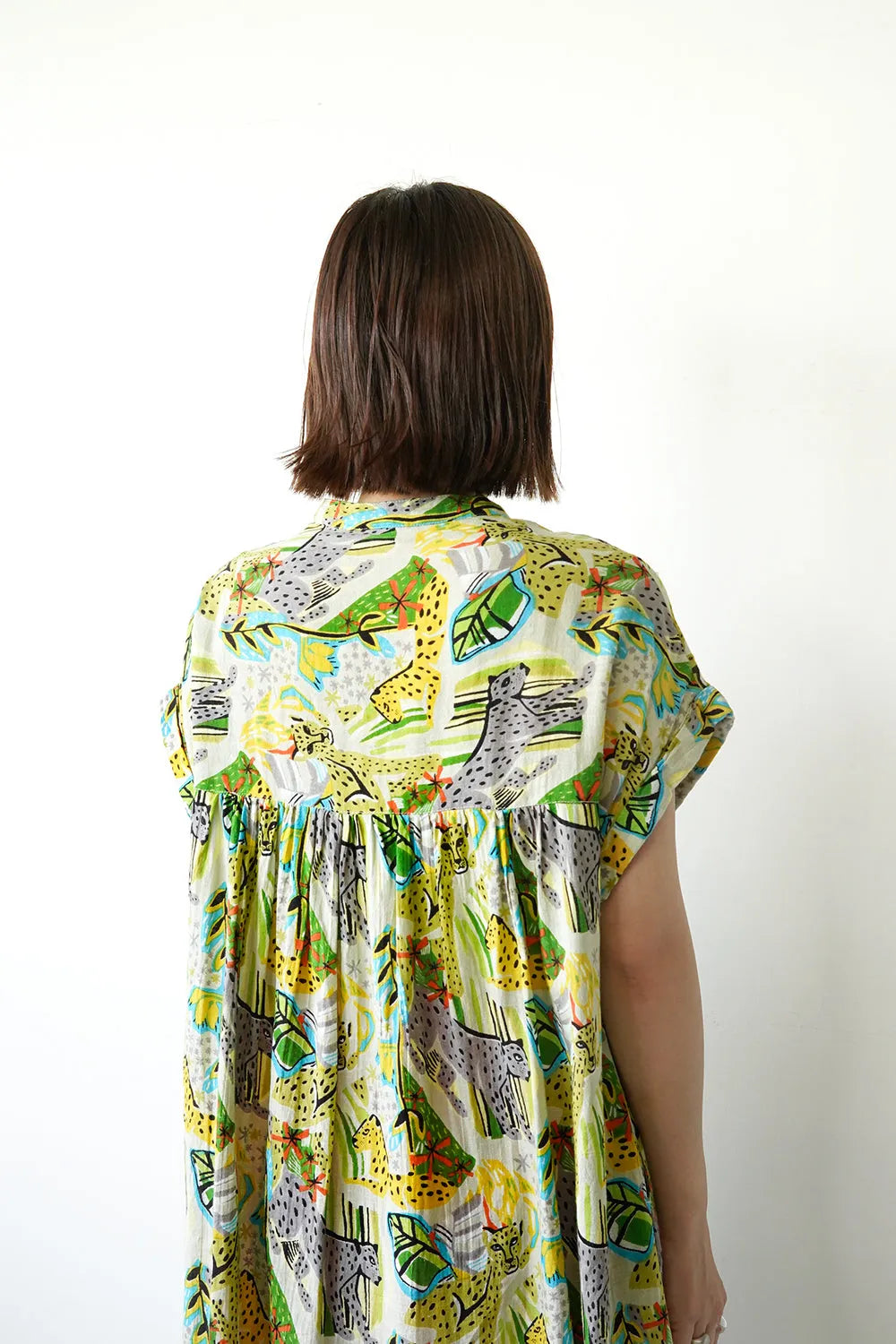 【fu-dueka::】サファリプリントギャザーワンピース