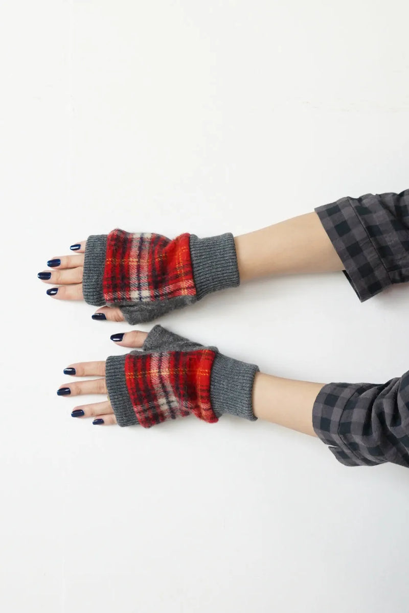 タータンチェックフィンガーレスグローブ