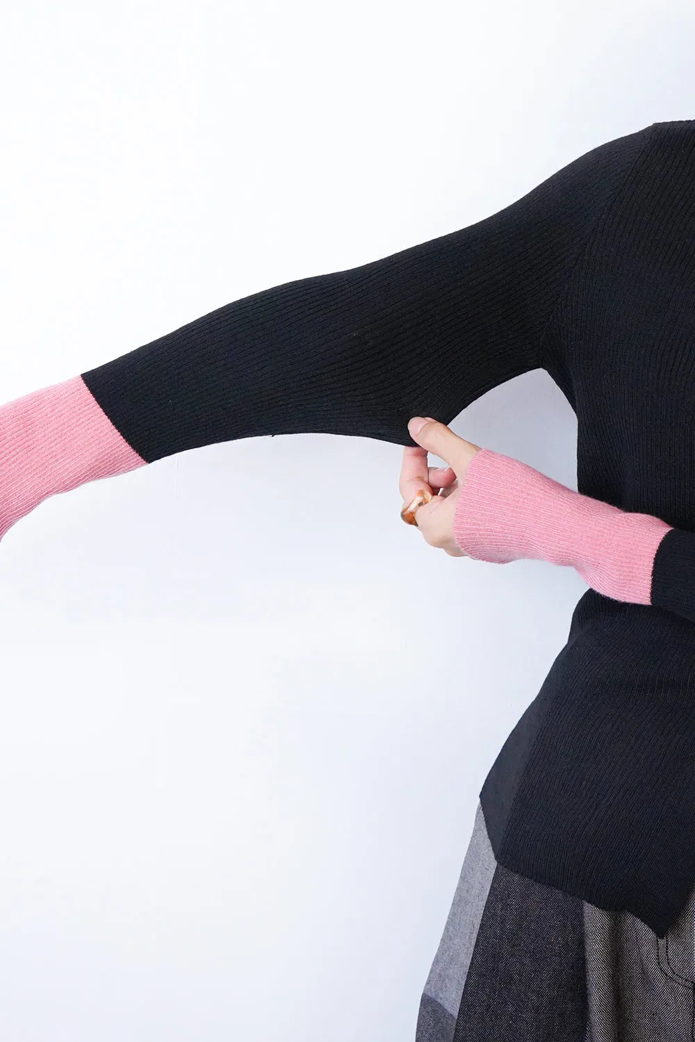 配色ラインスリムカーデ