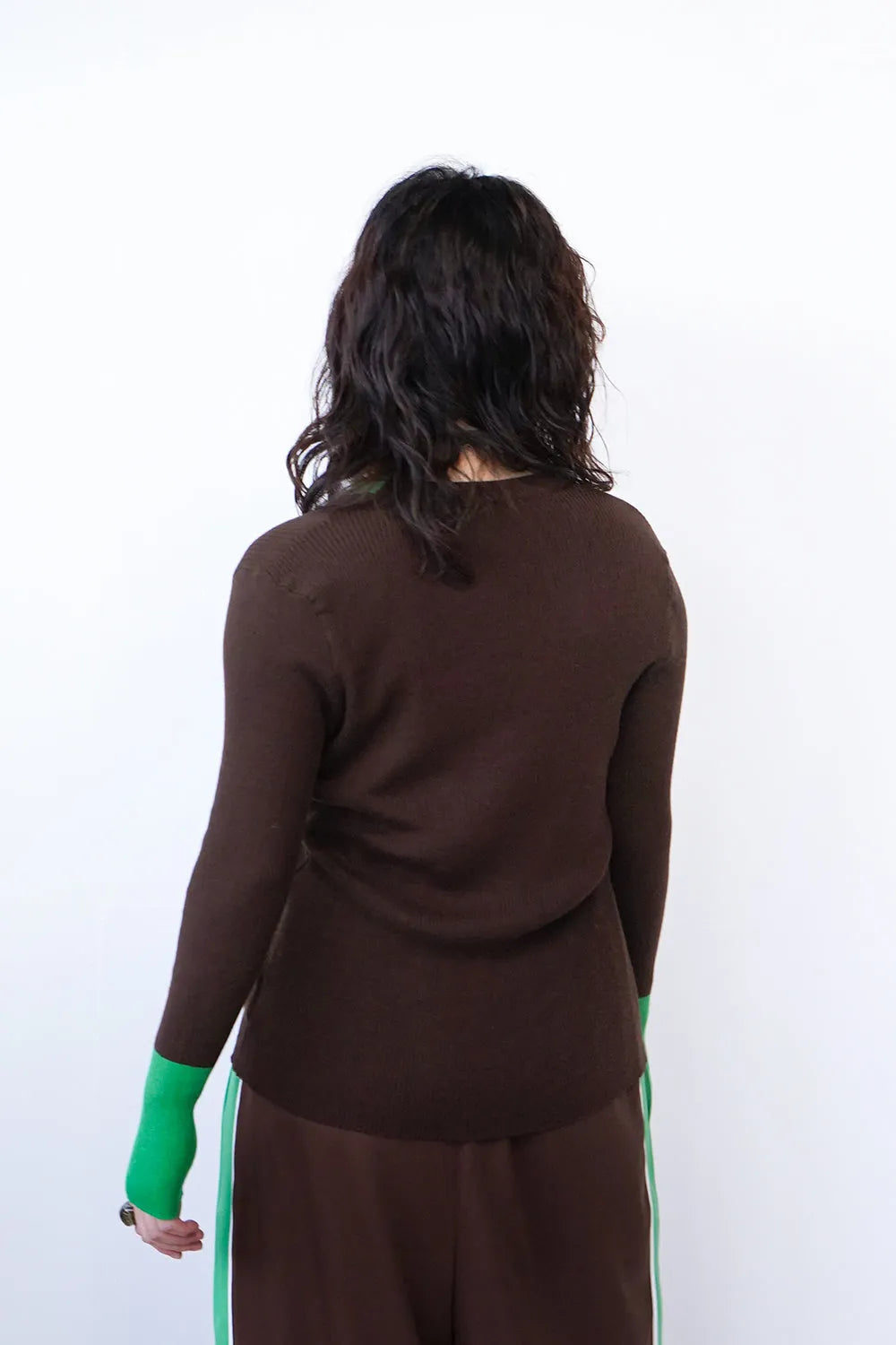 配色ラインスリムカーデ