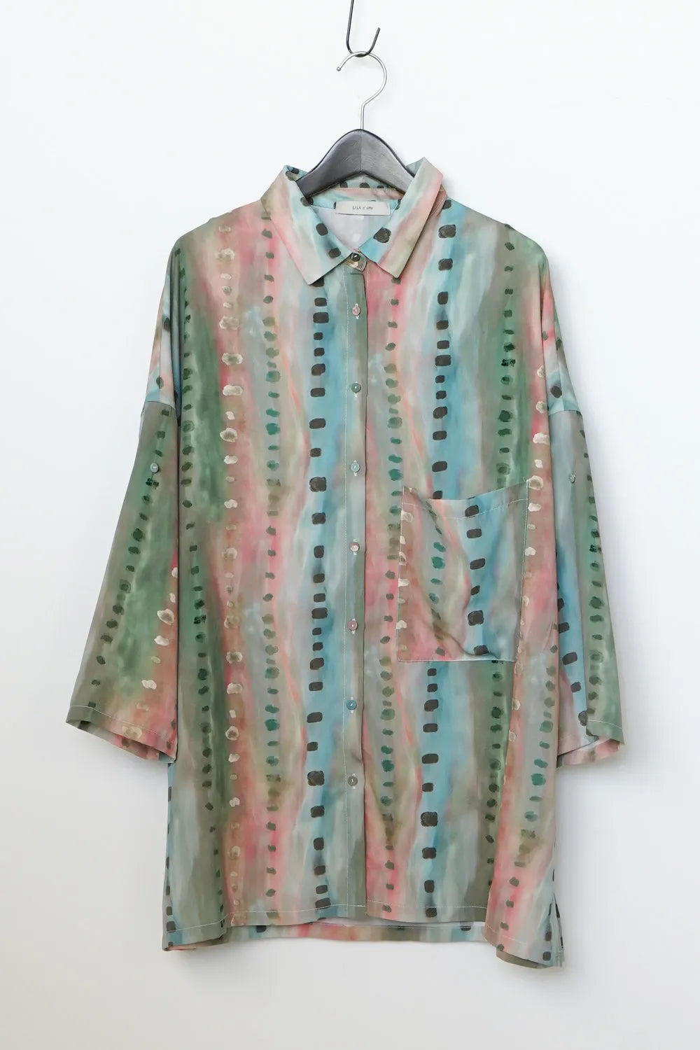 【LILA n’citta】ストライプドットオーバーシャツ