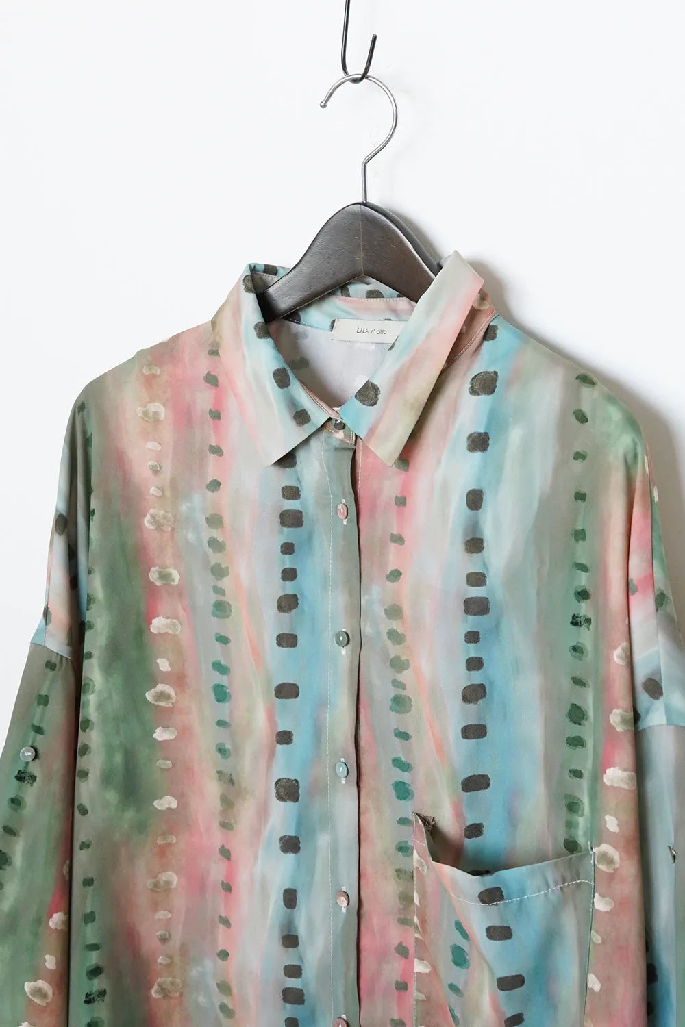 【LILA n’citta】ストライプドットオーバーシャツ