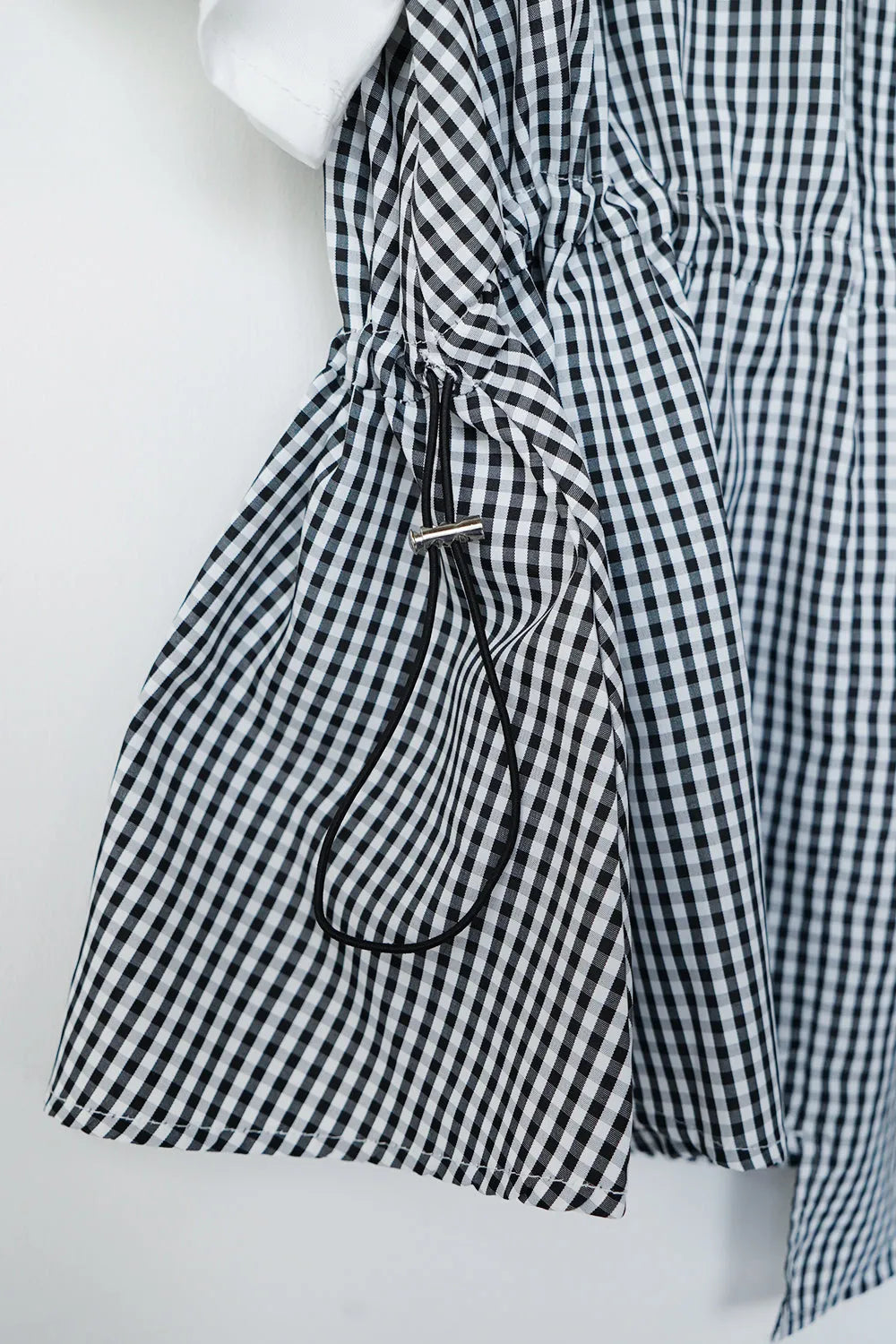 ギンガム切替ドロストカットソー