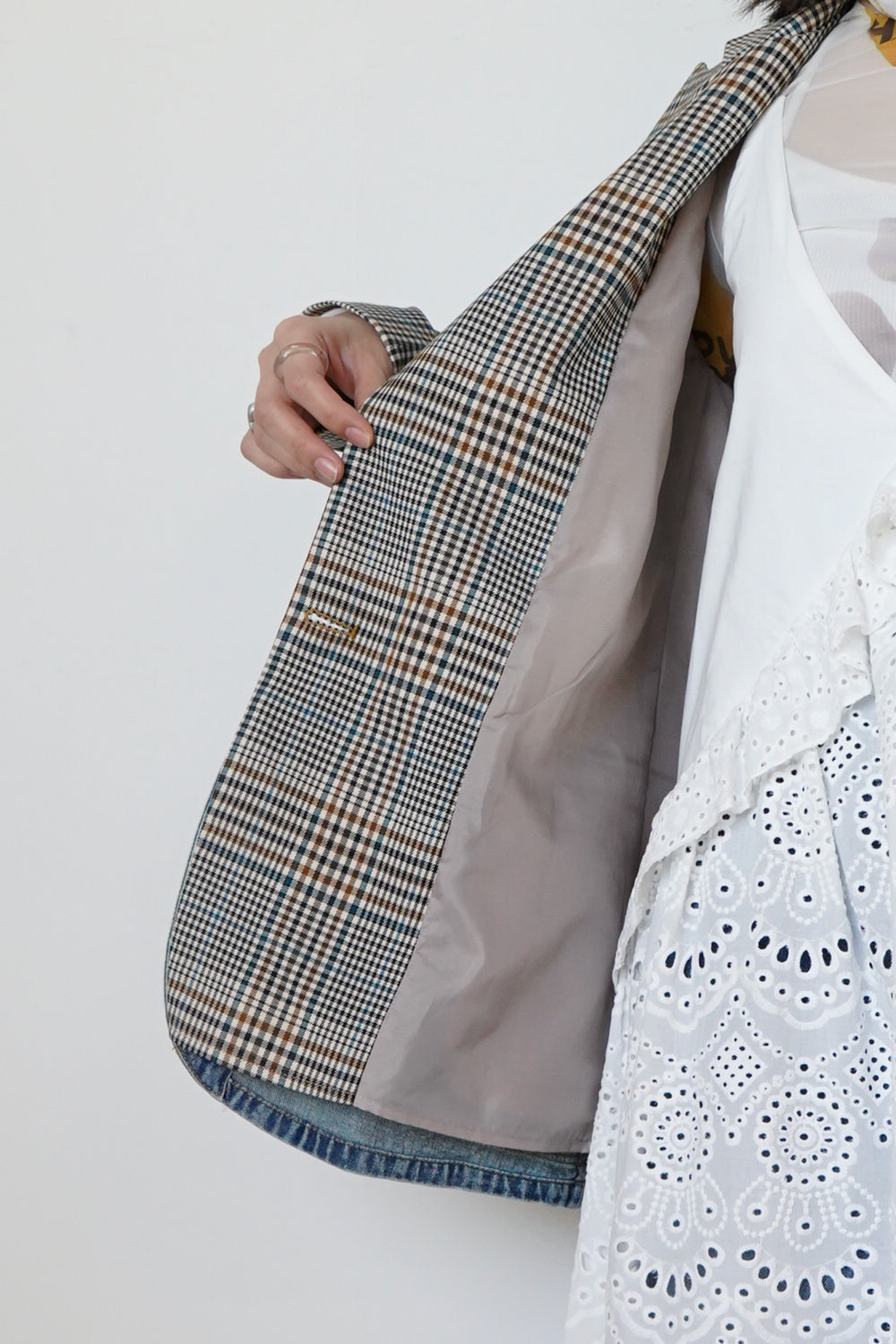 MICALLE MICALLE】チェック×デニム切替ジャケット – LILA