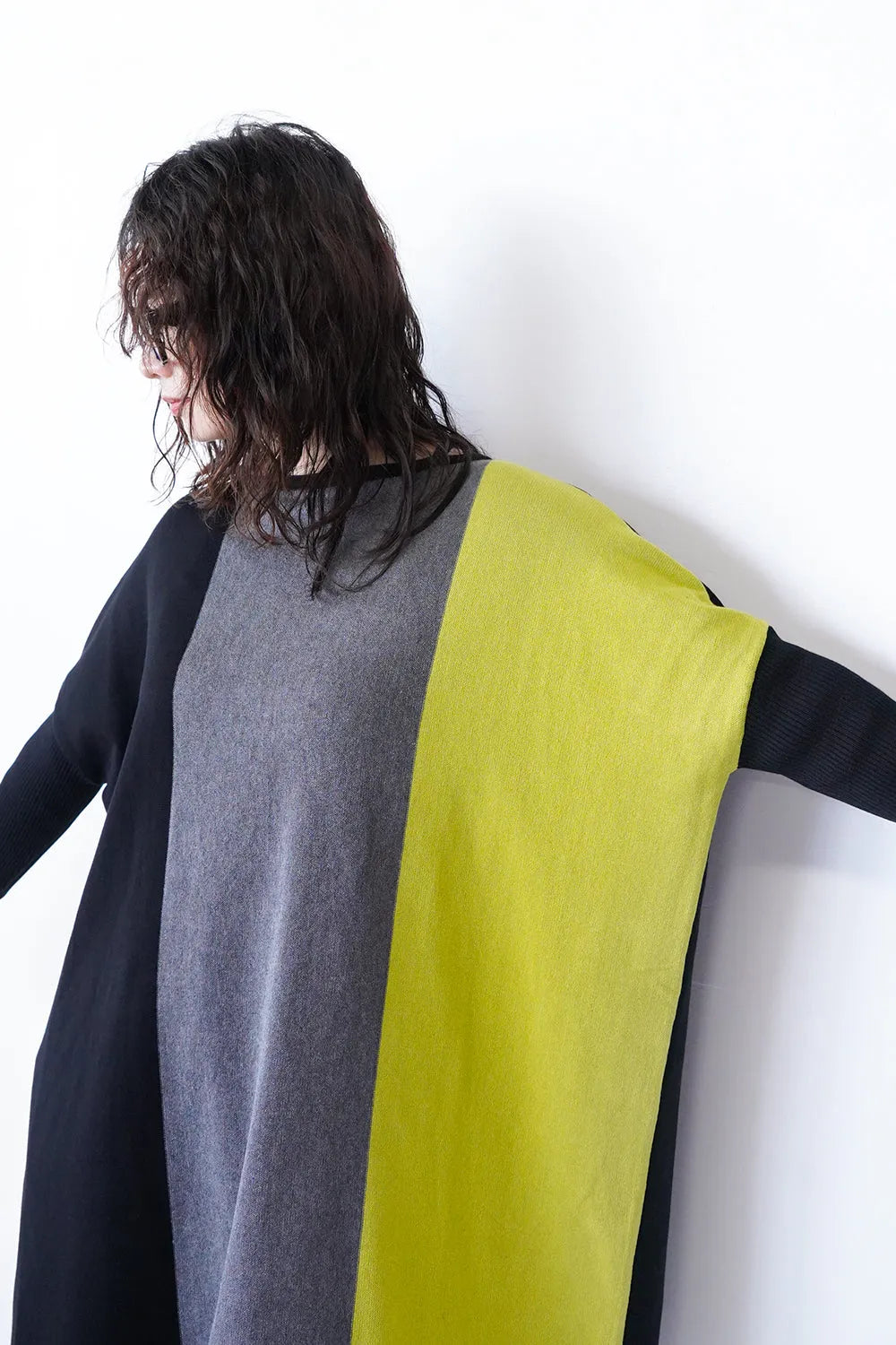 配色ニットチュニック