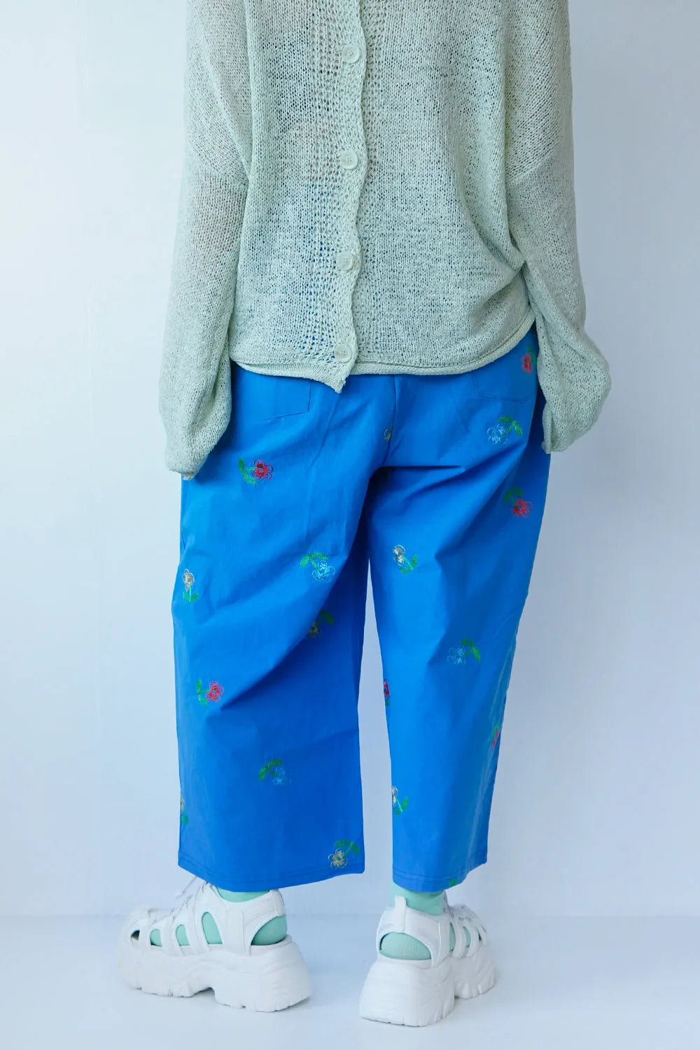 花刺繍コットンワイドパンツ