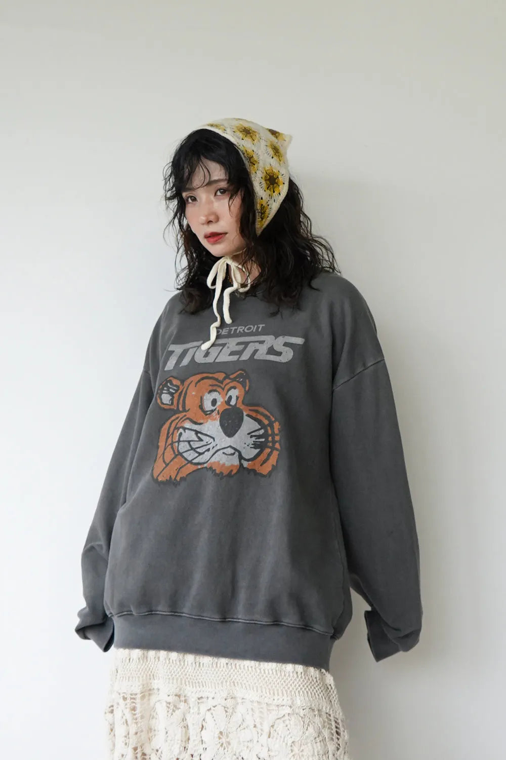 花柄クロシェニットヘッドスカーフ