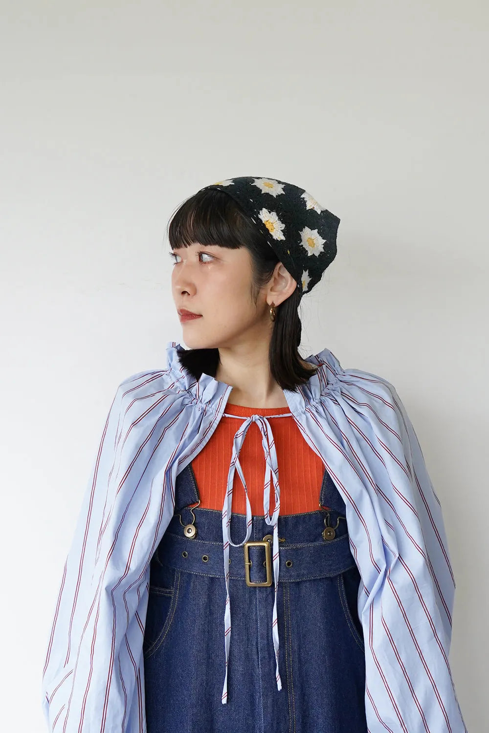 花柄クロシェニットヘッドスカーフ