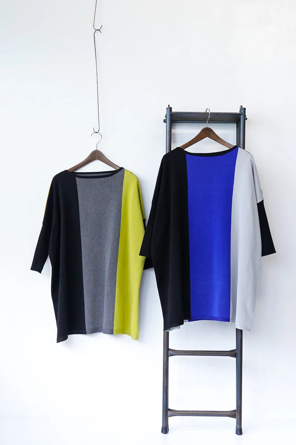 配色ニットチュニック