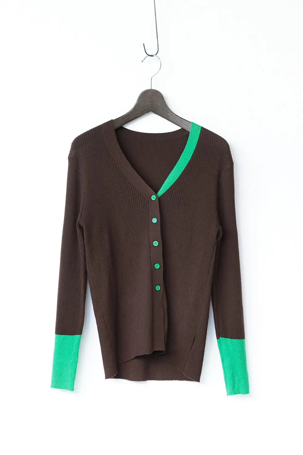 配色ラインスリムカーデ