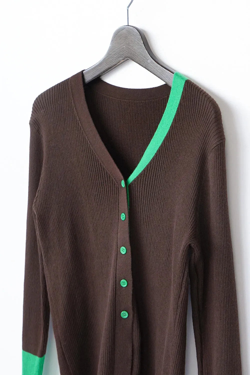 配色ラインスリムカーデ