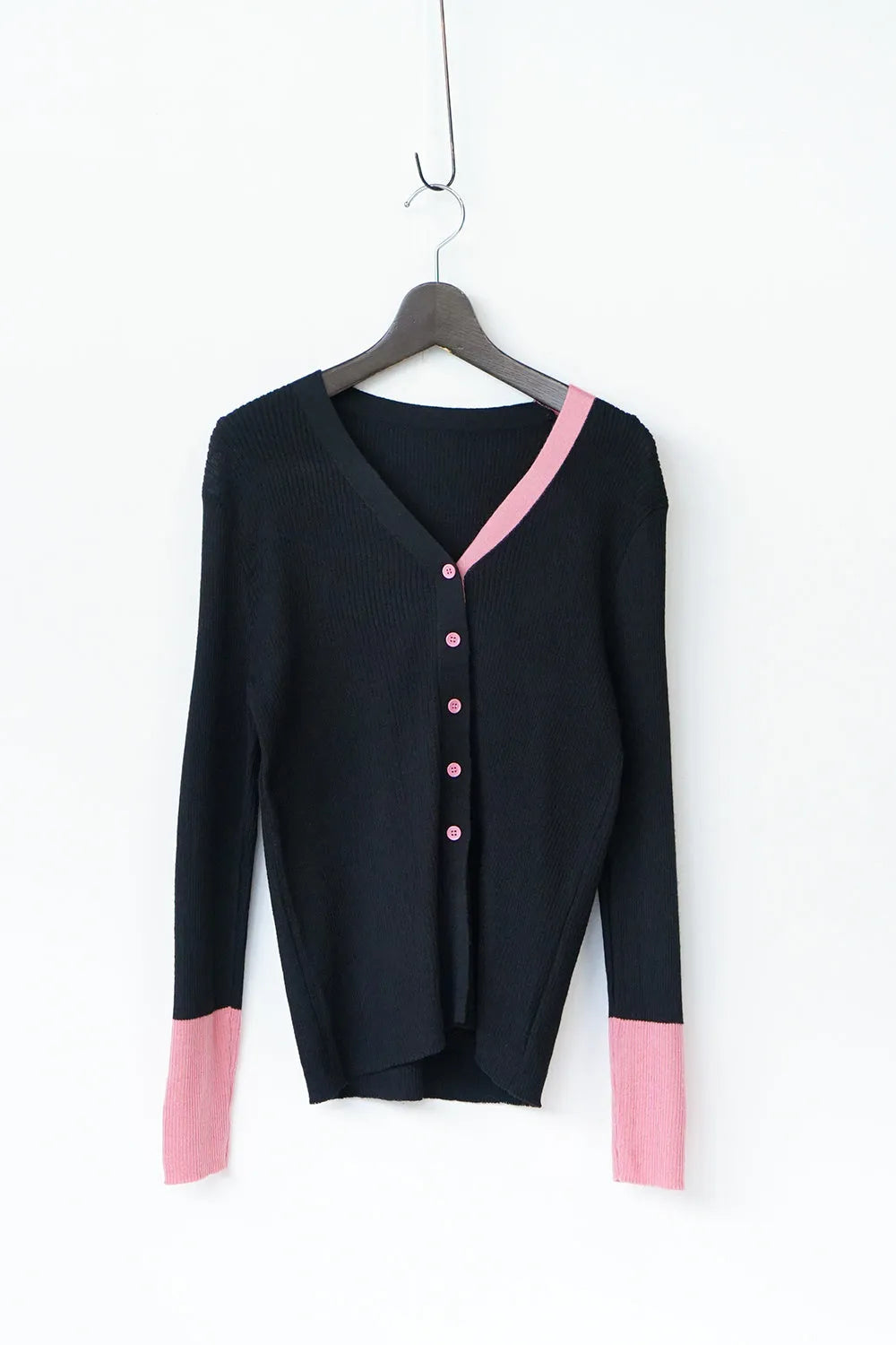 配色ラインスリムカーデ