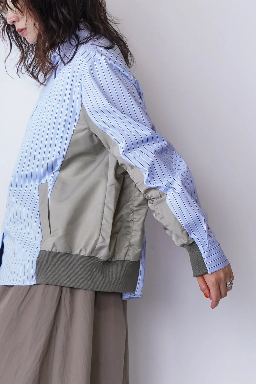 【MICALLE MICALLE】異素材切替シャツ