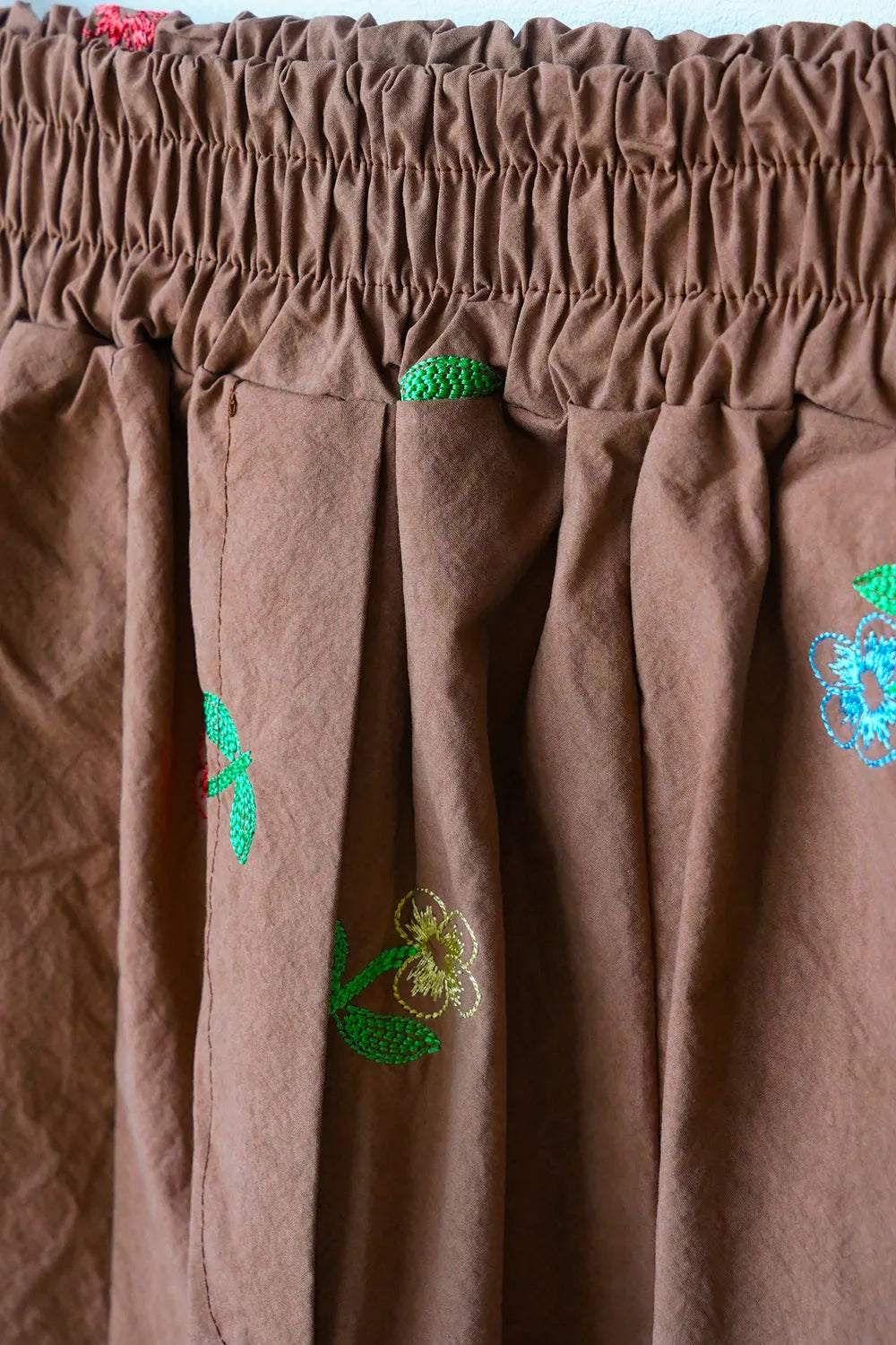 花刺繍コットンワイドパンツ