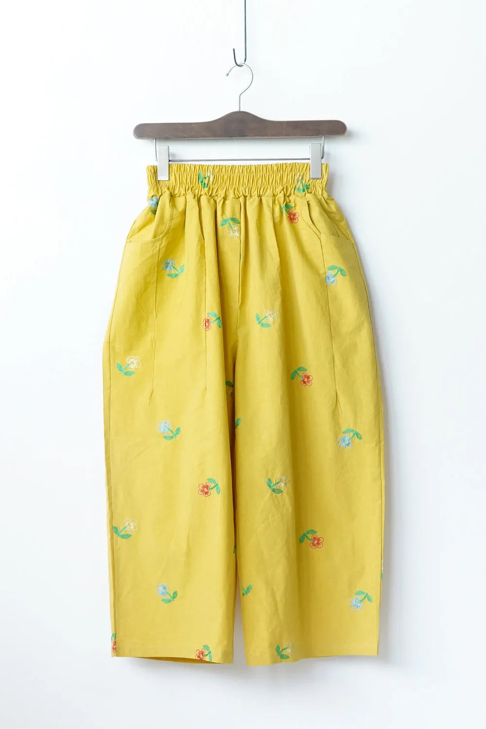 花刺繍コットンワイドパンツ