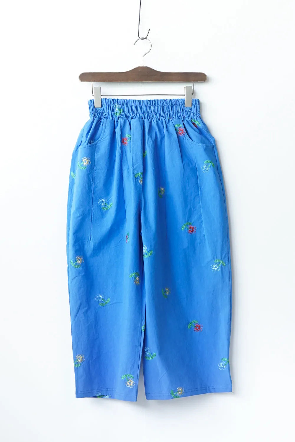 花刺繍コットンワイドパンツ
