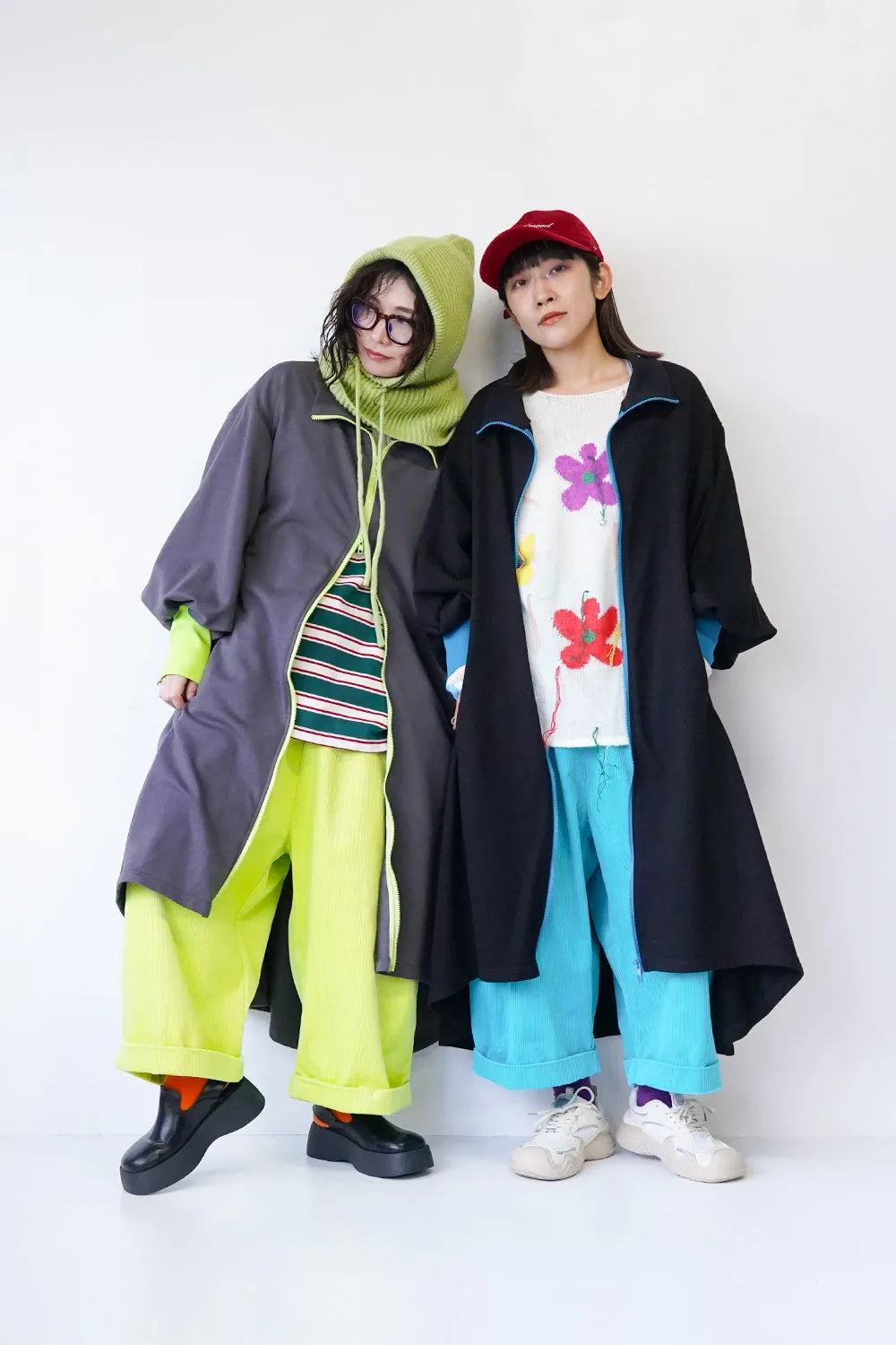 【LILA n' citta】裏毛ジップバイカラーワンピース