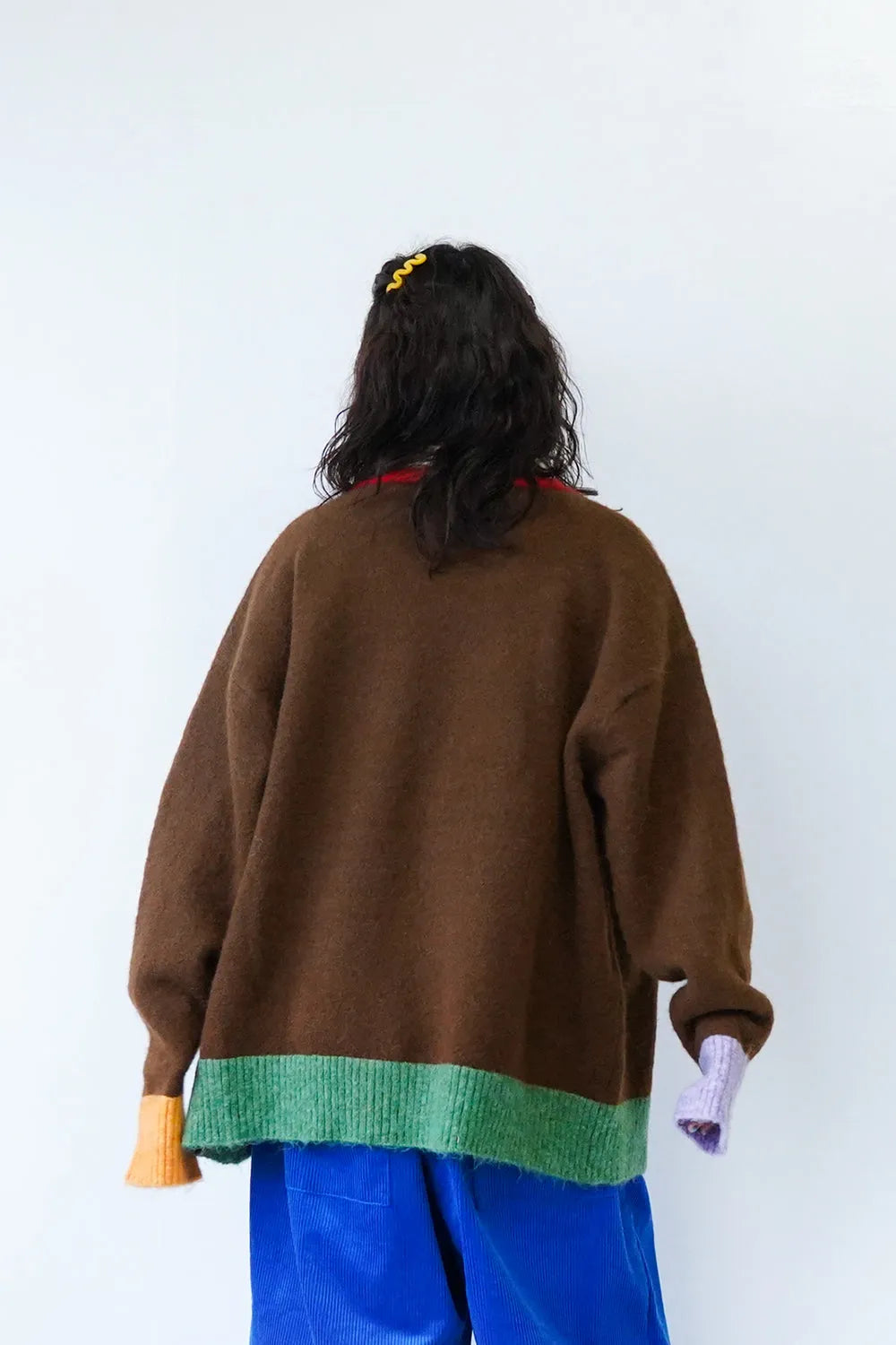 カラーブロックニットカーデ