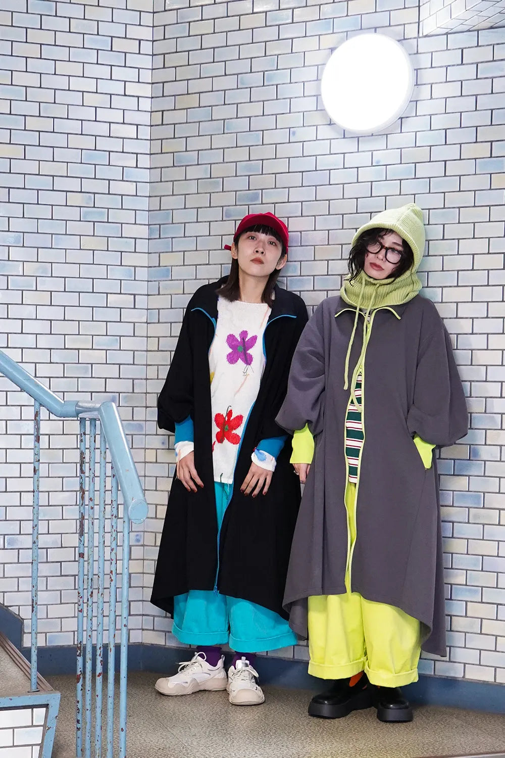 【LILA n' citta】裏毛ジップバイカラーワンピース