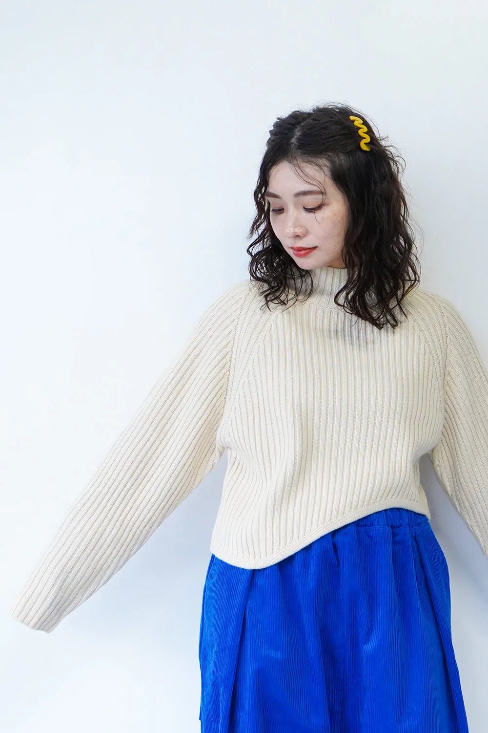 【ante aciem】アシンメトリーリブニット