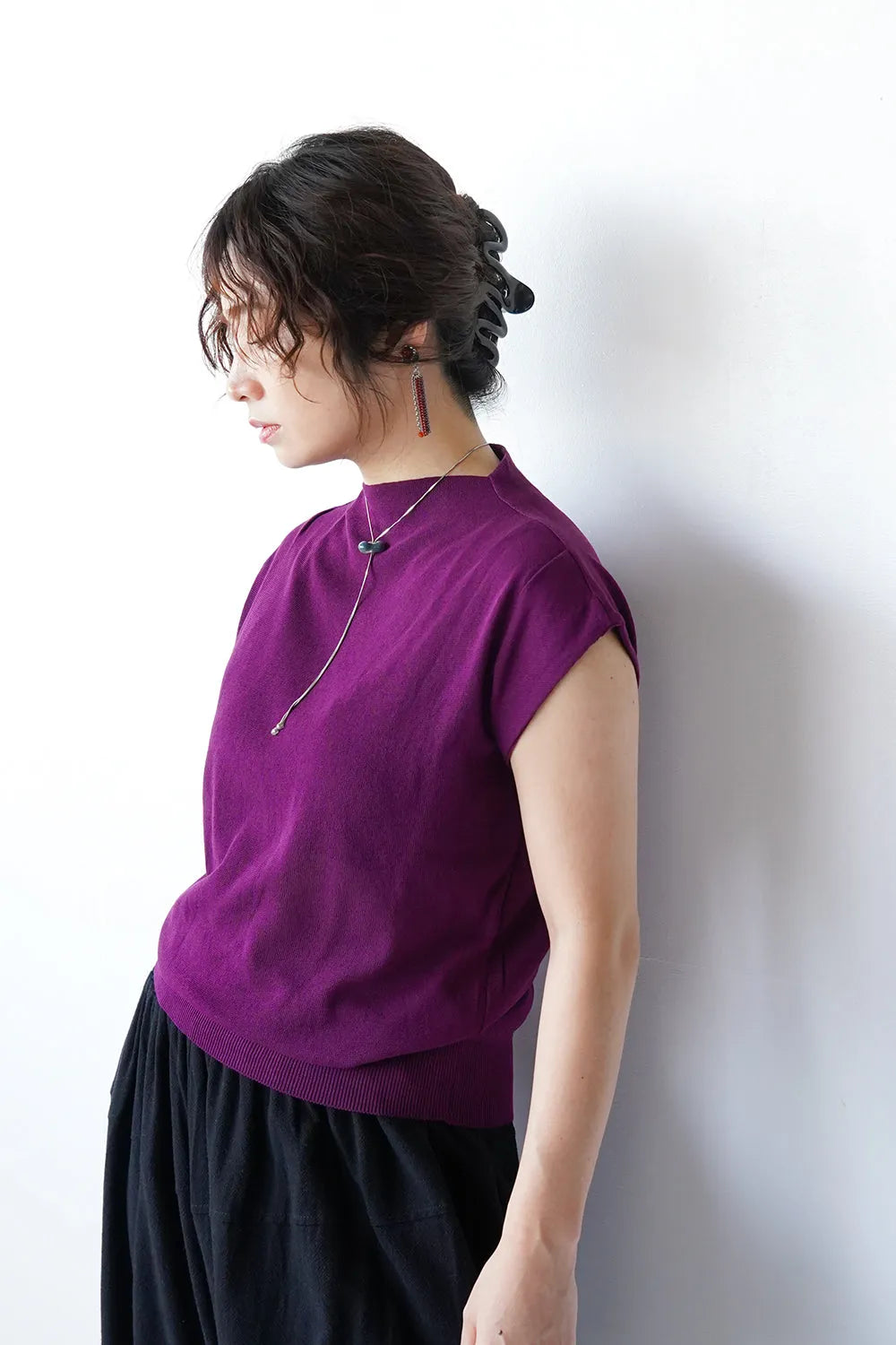 モックネックニットソー