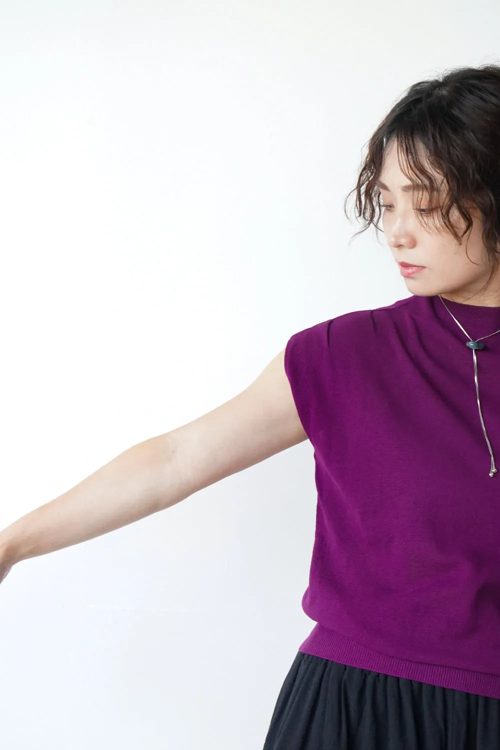 モックネックニットソー